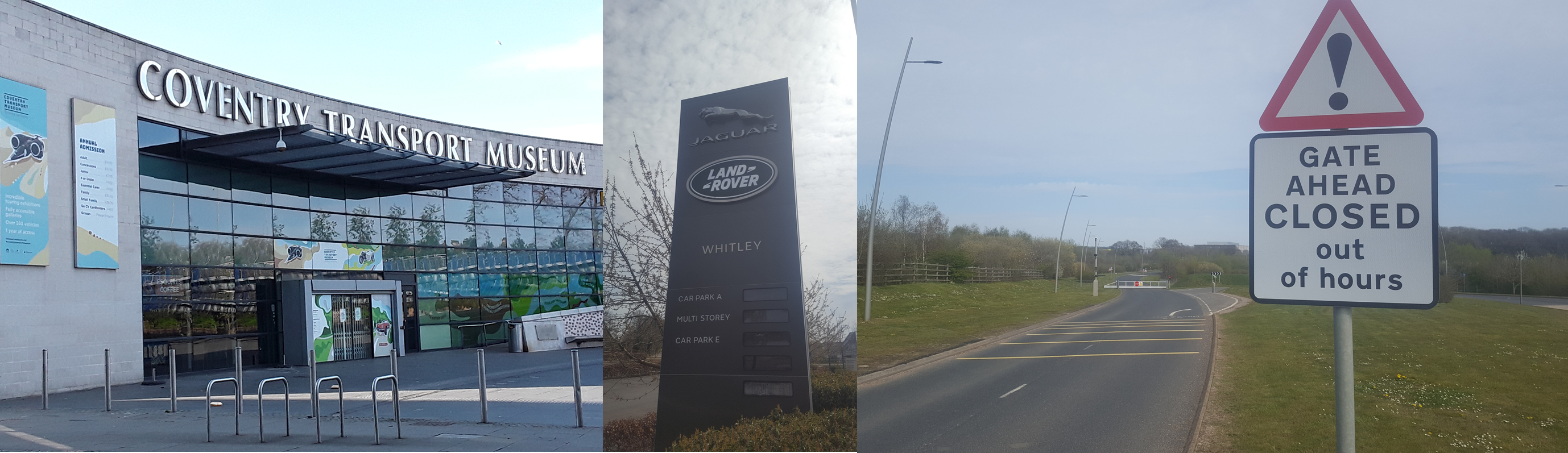 Vehicle Manufacture: The Coventry Transport Museum, and the Global Headquarters of JLR at Whitley and the London Electric Vehicle Company at Ansty. Note to self: don't try and take the photo on a Sunday next time...
